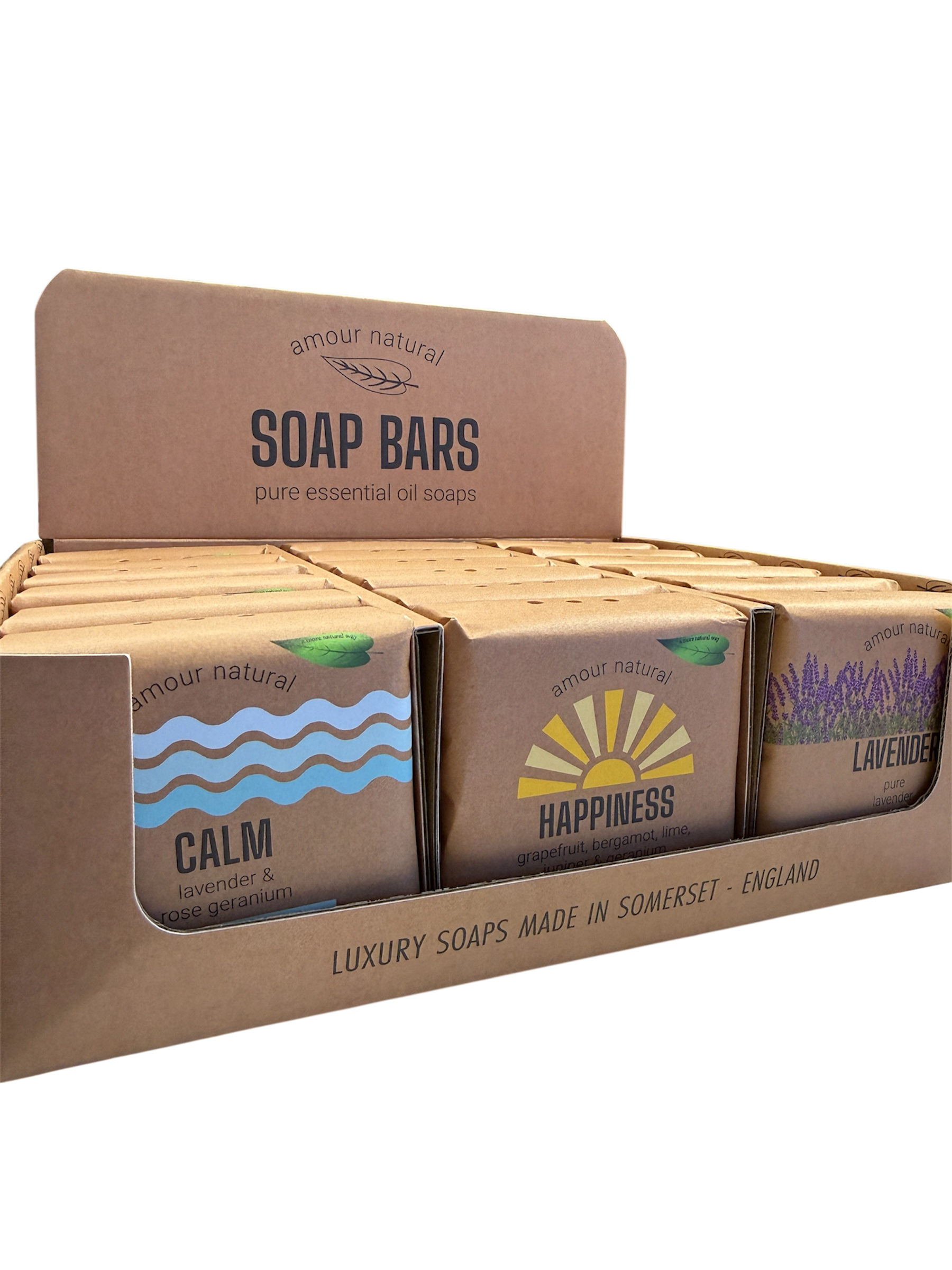 Natural Soap Bar Starter Set with Display Case (18 Units) | Amour Natural Trade